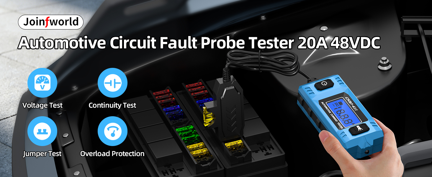 Car Fuse Tester Automotive Circuit Fault Probe Tester 20A 48V with Led Display Relay Fuse Tester