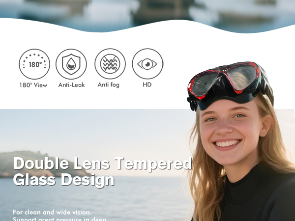 Swim Goggles Adult with Nose Cover, Clear Diving Mask Wide View No Blurring for Men Women Youth