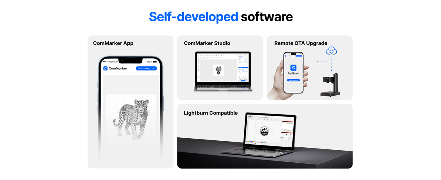Text reads 'POKEMON CARD' and 'Self-developed software'. Series of mobile device mockups showing app interface screens with minimalist design.