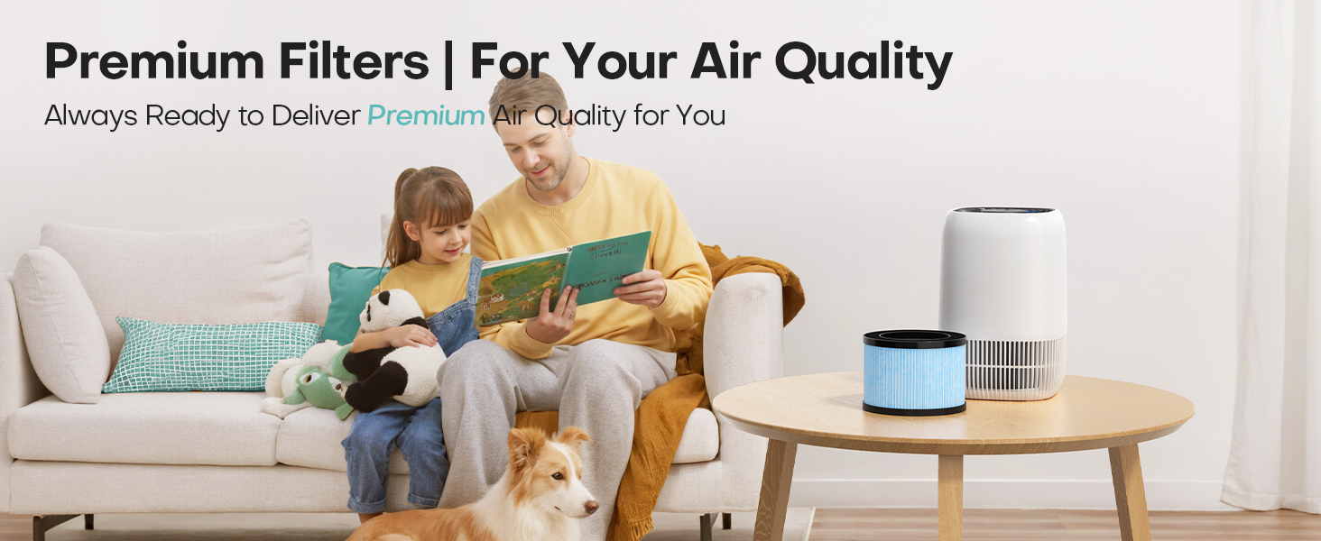 2-Pack Replacement 4-in-1 H13 True HEPA&amp;Efficiency Activated Carbonfor Pet Hair Odors Pollen Smoke