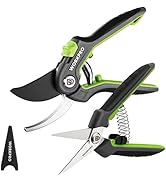 WORKPRO Garden Pruning Shears 2 Pack, 8" Bypass Pruning Shears and 6.25" Straight Garden Scissors...