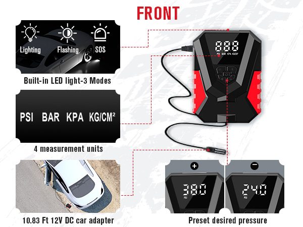 AC/DC portable tire inflator