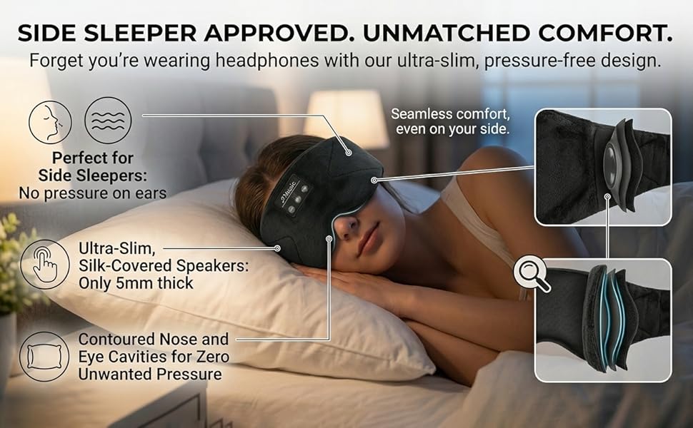 Ultra slim speakers for side sleepers sleep mask headphones under 5mm thin comfortable ear phones