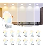 BesLowe 12 Packs 6 Inch 5CCT LED Recessed Ceiling Lights Ultra-Thin with Junction Box, 12W 150W E...