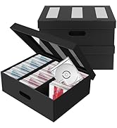 AOBOPLE CD Storage Boxes,3 Pack 3 Compartment Cardboard CD Case Storage,CD Case Holder with PVC W...