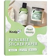 Koala Pearl Glossy Sticker Paper for Inkjet and Laser Printer, 20 Sheets 8.5x11 Inch Printable Pe...