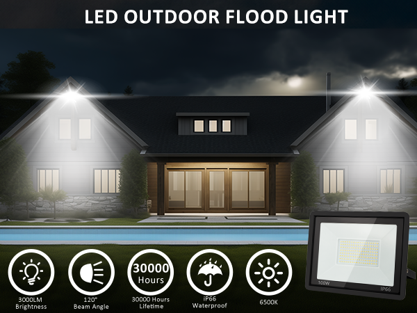 Flood light Outdoor,Super Bright Floodlight Outside Work Light,LED Flood Light Outdoor