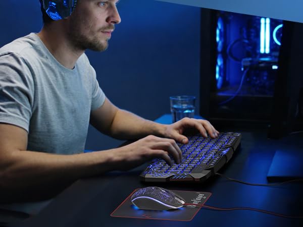 gaming keyboard and mouse combo with headset
