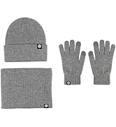 Knit Scarf/Hat/Gloves Set,Soft Warm Beanie,Touch Screen for Families Friends Unisex Cable Knit Wi...