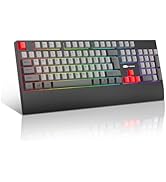 Gaming Keyboard, RGB LED Backlit, 104-Key Full Size Wireless Keyboard, Rechargeable Ergonomic Key...