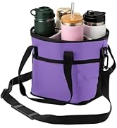 Insulated Drink Carrier Bag, 4 Compartment Leakproof Drink Tote with Divider, Reusable Beverage C...