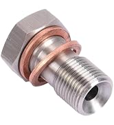 Diamall 1 PC Car M10 x 1.0 Metric Single Banjo Bolt Brake Fitting Adapter, Stainless Steel Bolt w...
