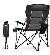 HIGH POINT SPORTS Oversized Folding Camping Chairs for Adults, High Backrest Heavy Duty Lawn Chai...