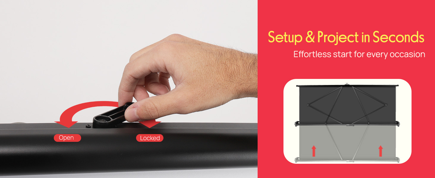 Portable Projector Screen Portable Floor Standing Fold-Out Roll-Up Tripod Manual, Mobile