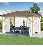HolidayIdeas Waterproof Patio Outdoor Curtains with Rod Pocket, 6 Pcs- UV &amp; Privacy Protect Weath...