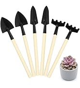 Housoutil Mini Gardening Tools, 6Pcs Small Garden Tools Set, Miniature Shovel Rake Trowel for Ind...