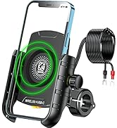 BRCOVAN Motorcycle Phone Mount with Qi 15W Wireless Charger & USB C 20W Fast Charging Port, Water...