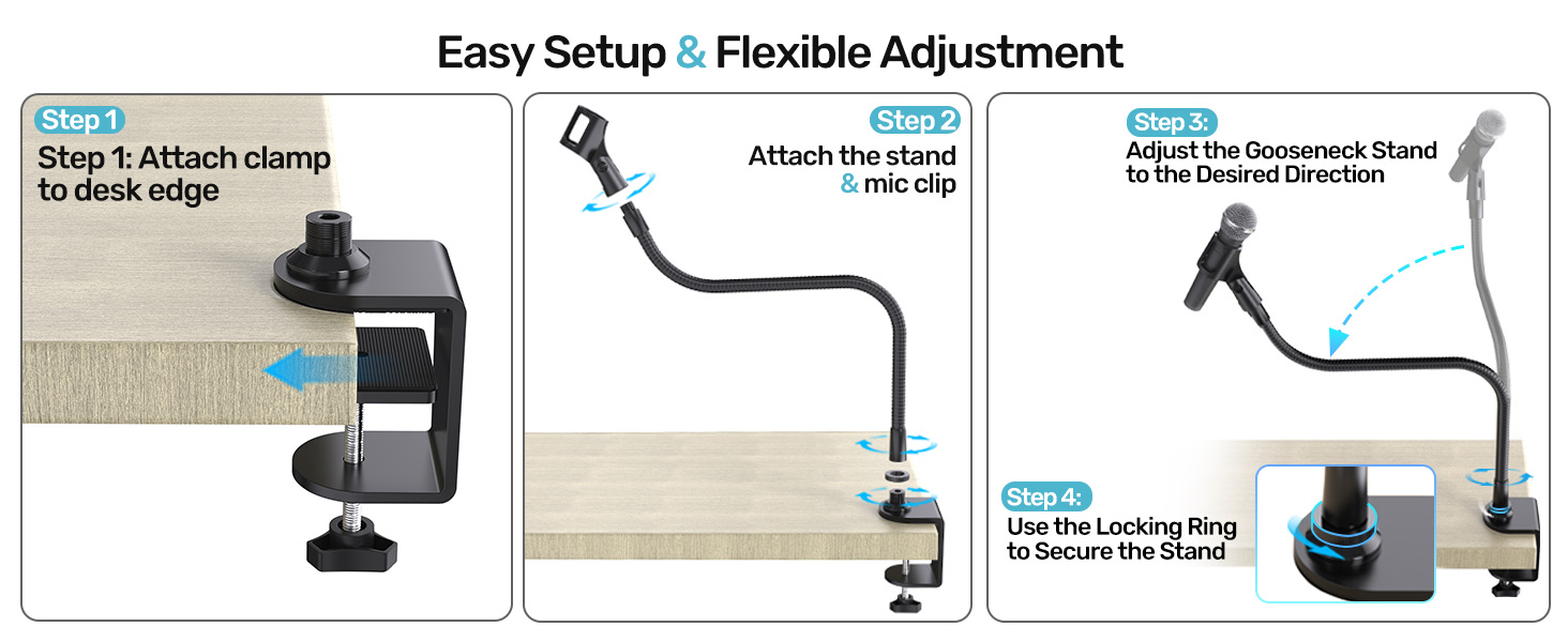gooseneck microphone stand with clamp