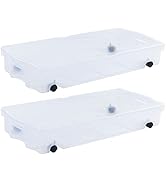 Rubbermaid Cleverstore Under the Bed 70 Qt Wheeled 2-Pack, Clear Storage Bins with Latching Lids,...