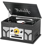 10-in-1 Record Player with Built-in Speakers Wireless Playback, CD &amp; Cassette Player, USB Player,...