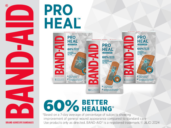 Band-Aid Brand Pro Heal Bandages with hydrocolloid gel pads to help minor wounds &amp; cuts heal better