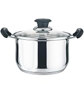 American Dream Stainless Steel Sauce Pot with Tempered Glass Lid, 6.5Qt Deep Cooking Pot, Durable...