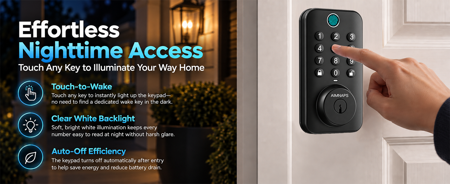 backlit keypad deadbolt lock with white led illuminated keys for night entry