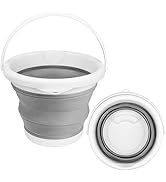 Collapsible Mop Bucket and Ice Bucket-5L(1.3 Gallon) Household Cleaning Silicone Dust Mops Bucket...