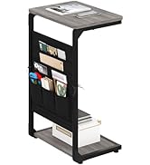 Vovonusy C-Shaped End Table, Small Couch Side Table with Storage Bag, Sofa Table for Living Room,...