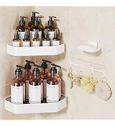 Veken Aluminum Corner Shower Caddy 4-Pack, Never Rust, No Drilling Adhesive Shelves, Stainless Ra...