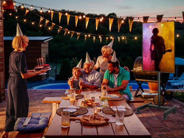 outdoor tv stand with wheels 