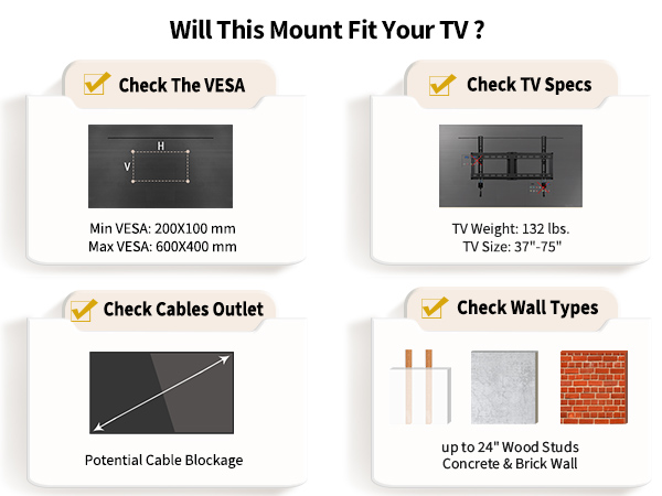 75 INCH TV WALL MOUNT
