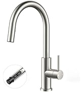 FORIOUS Kitchen Faucets with Pull Down Sprayer, Brushed Nickel Single Handle Stainless Steel High...
