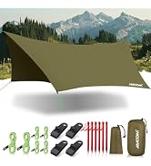 JAICOM Waterproof Hammock Rain Fly, Portable Camping Tarp - 12ft x 9.5ft Large Camp Tarp with Ten...