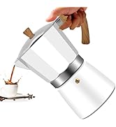 Vaolvpant 6 Cup Aluminum Moka Pot White Classic Stovetop Espresso Coffee Maker 300ml 10oz Coffeem...