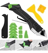 Caulking Tool 5 in 1, Caulk Remover &amp; Silicone Sealant Finishing Kit with Grout Scraper and 6 Sil...