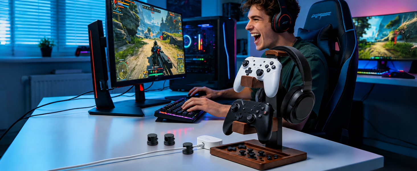 Headset Stand with Gaming Controller Holder