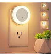 FOLKSMATE LED Night Lights Plug in, Dimmable Nightlight Plug Into Wall with Light Sensor, Soft Wh...
