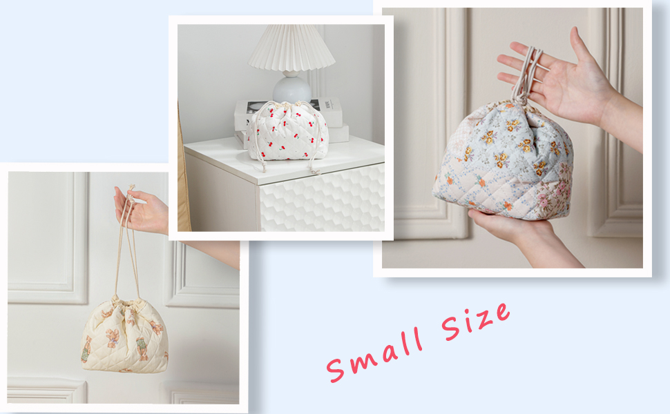 Cotton Quilted Drawstring Makeup Bag