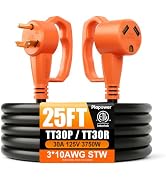 25 FT 30 Amp RV Extension Cord, RV Power Cordwith Grip Handle &amp; Organizer, NEMA TT-30P to TT-30R ...