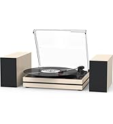 Vinyl Record Player with Two External Speakers Belt-Drive Turntables for Vinyls Records Dual Ster...