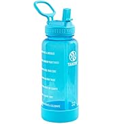 Takeya 32 oz Motivational Water Bottle with Straw Lid with Time Marker, Premium Quality BPA Free ...