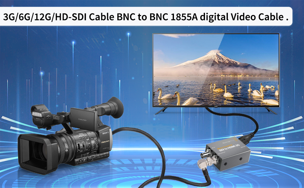  3G 6G 12G HD SDI Cable Thin Flexible SDI Cable Right Angle