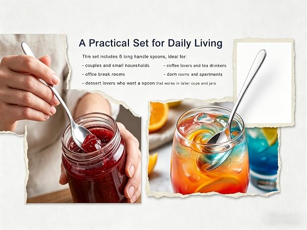 Reusable stirring spoons Drink spoons for parties Coffee mug spoons Iced beverage spoons