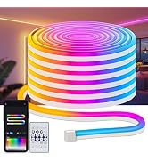 Danhh 32.8Ft LED Neon Rope Lights, RGB Built in Chip Neon Strip Lights with Remote APP Control, M...