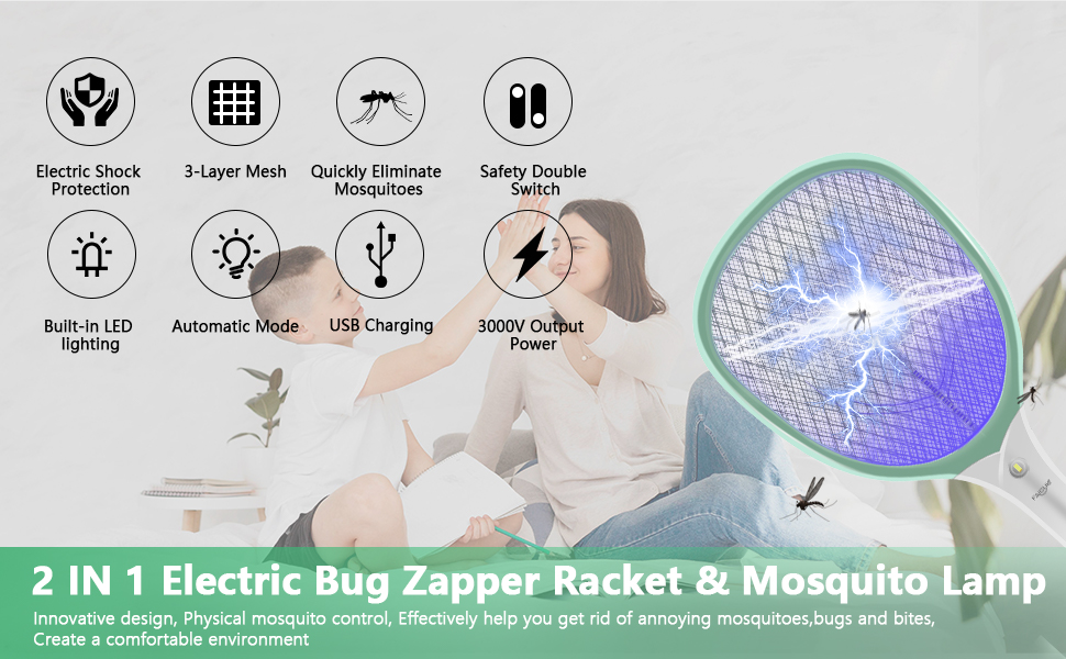 2 in 1 bug zapper racket