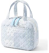 WOBAGMEN Quilted Lunch Box for Women,Coquette Aesthetic Lunch Box,Cute Blue Floral Patchwork Lunc...