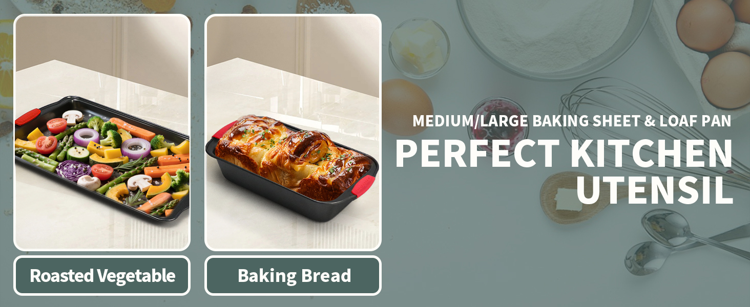 large/small baking sheet loaf pan-roasted vegetable meat bread