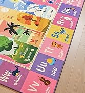 Macgace ABC Kids Rug for Playroom, 3x5 Pink Purple Washable Classroom Area Rugs, Toddler Educatio...