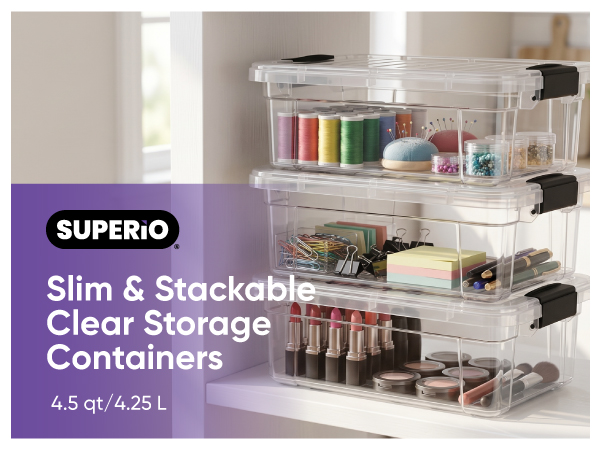 Superio Slime &amp;amp; Stackable Clear Storage Containers